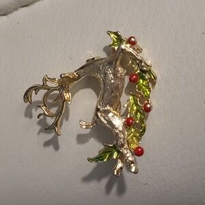 Jerry's Gold and Green Reindeer Brooch